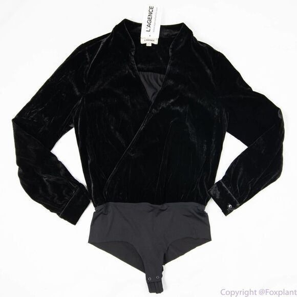 NEW L'Agence Marcella black Velvet Bodysuit, size S/P - Picture 4 of 14